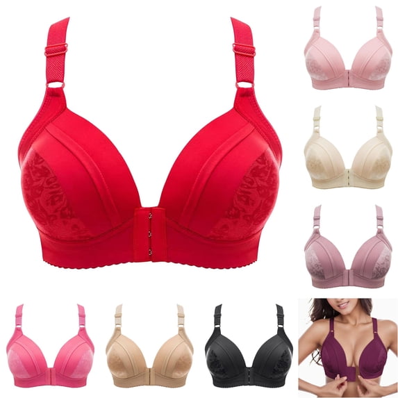 Gyujnb Steel Ring Thin Women Bra Front Button Breathable Gathers Underwear Comfort Bra