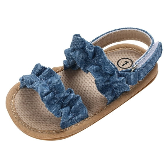 Gyujnb Summer Toddler Shoes Girls Sandals Flat Bottom Non Open Toe Solid Color Cloth Pleated Upper Cute and Comfortable,0-6 Months