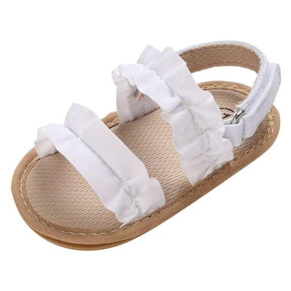 Gyujnb Summer Toddler Shoes Girls Sandals Flat Bottom Non Open Toe Solid Color Cloth Pleated Upper Cute and Comfortable,12-18 Months