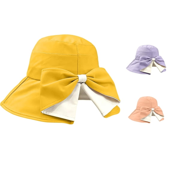 Gyujnb Sun Hat with Large Brim and Bow Knot for Summer Sun Lightweight Beach Hat for Sunshade and Outdoor Travel