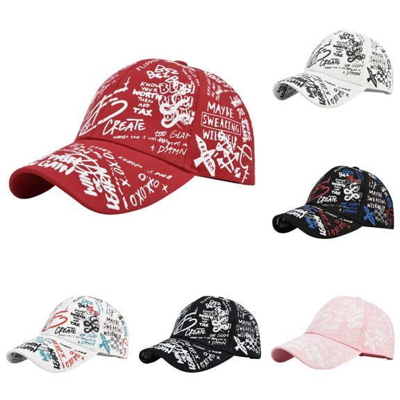 Gyujnb Text Graphic Print Twill Baseball Cap Adjustable Strap Outdoor Sun Block Hat (Unisex Adults),One Size