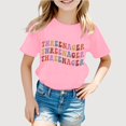 thumbnail image 1 of Gyujnb Threenager Letter Print Short Sleeve Crew Neck T Shirt Casual Kids Tee (Little Girls, Big Girls),6-7 Years, 1 of 3