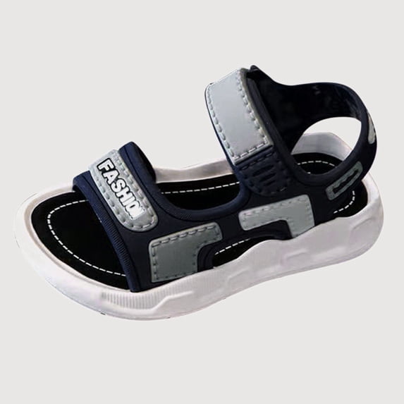 Gyujnb Toddler Boys Color Block Open Toe Sandals Adjustable Strap Soft Sole Casual Outdoor Shoes (Boys),3-3.5 Years
