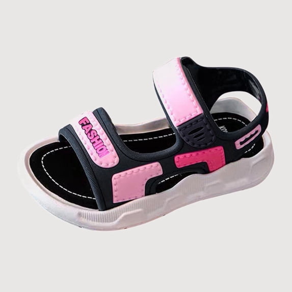 Gyujnb Toddler Boys Color Block Open Toe Sandals Adjustable Strap Soft Sole Casual Outdoor Shoes (Boys),3.5-4 Years