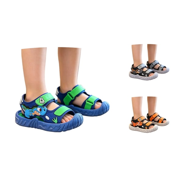 Gyujnb Toddler Boys Dinosaur Closed Toe EVA Sandals Hook Loop Non- Lightweight Summer Water Shoes,2.5-3 Years