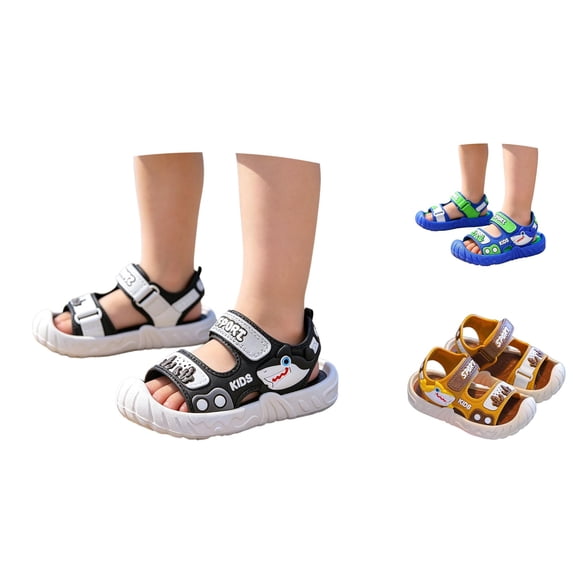 Gyujnb Toddler Boys Shark Closed Toe EVA Sandals Hook Loop Non- Lightweight Summer Water Shoes,2-2.5 Years