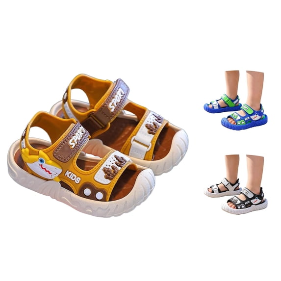 Gyujnb Toddler Boys Shark Closed Toe EVA Sandals Hook Loop Non- Lightweight Summer Water Shoes,4.5-5 Years