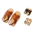 thumbnail image 1 of Gyujnb Toddler Girls Crisscross Leather Sandals Adjustable Ankle Strap Non- Sole for Summer Outdoor & Beach Wear,3.5-4 Years, 1 of 8