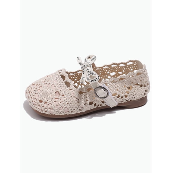 Gyujnb Toddler Girls' Crochet Lace Closed Toe Mary Jane Shoes Breathable Soft Sole Summer Casual Footwear, Closed Toe Flat Heel,2 Years