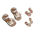 thumbnail image 1 of Gyujnb Toddler Girls Floral Pearl Sandals Adjustable Buckle Non- Sole for Summer Casual & Outdoor Wear,12-13 Years, 1 of 6