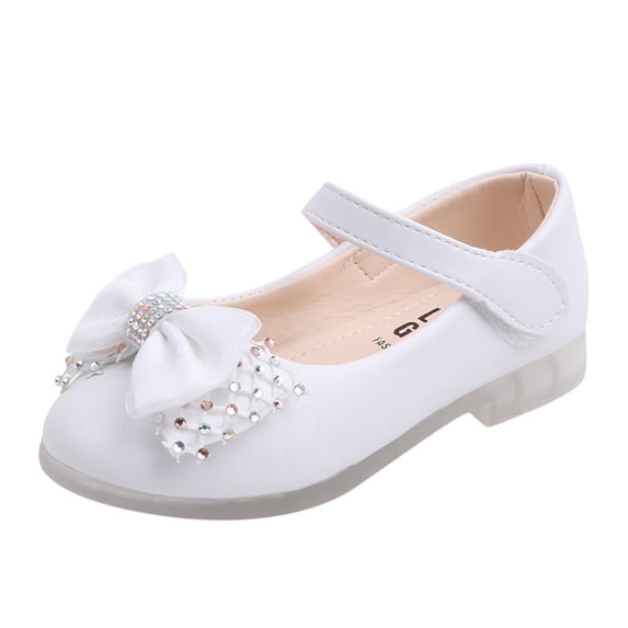 Gyujnb Toddler Kids Girls Bowknot Dance Shoes Princess Leather Shoes,4-4.5Years