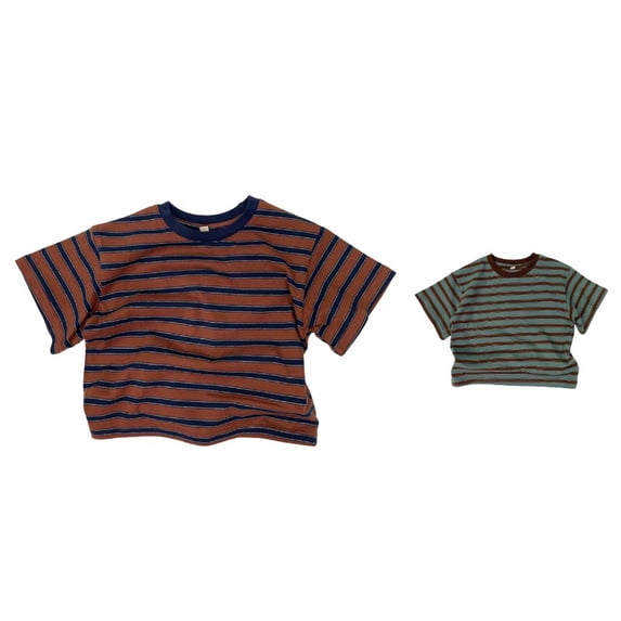 Gyujnb Toddler Short Sleeve Crew Neck Striped Casual Tee Tops (Toddler,Little Girls),6-7 Years