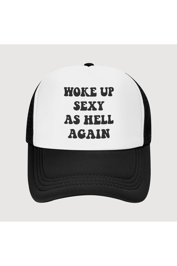 Gyujnb Trucker Cap Mesh Design Adjustable Unique Slogan Print for Daily Casual Outings (Unisex),One Size