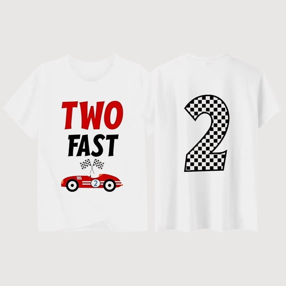 Gyujnb Two Fast Car Print Round Neck Short Sleeves Casual T Shirt, Fashionable Kids Top (Girls),6-7 Years