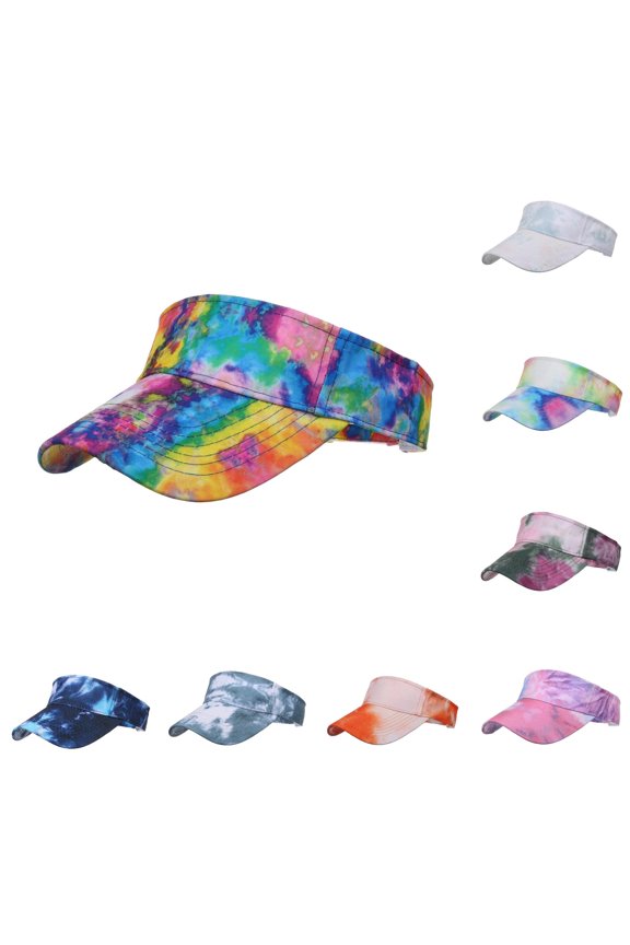 Gyujnb Unisex Adjustable Tie Dye Visor Cap for Beach Sports Daily Outdoor Casual Wear,One Size