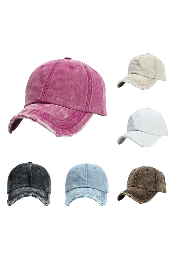 Gyujnb Unisex Throwback Washed Adjustable Baseball Cap with Distressed Trim for Outdoor Daily Use,One Size