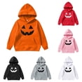 thumbnail image 1 of Gyujnb Unisex Warm Hoodie with Mixed Halloween Pumpkin Graphic for Rich Festive Fall Casual Wear,Size 1-14Y,1-2 Years, 1 of 3