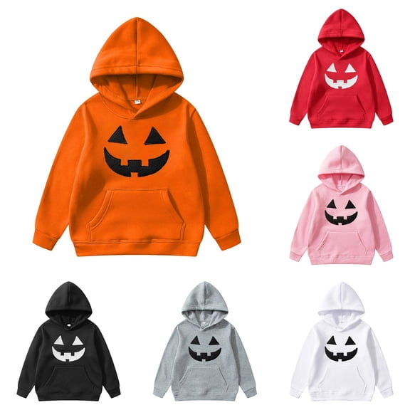 Gyujnb Unisex Warm Hoodie with Mixed Halloween Pumpkin Graphic for Rich Festive Fall Casual Wear,Size 1-14Y,1-2 Years