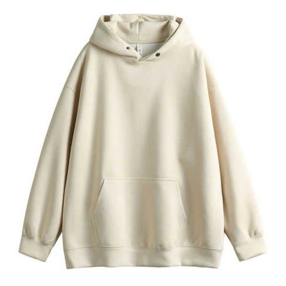 Gyujnb Unisex Winter Hoodie Pure Color Suede Fleece Pullover with Kangaroo Pocket for Casual Streetwear,Size:M