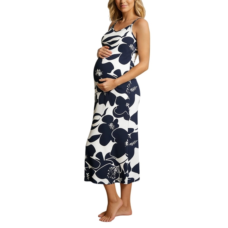 oversized maternity dress Oversized Pocket Detail Tie Waist V Neck Cotton Maternity Dress