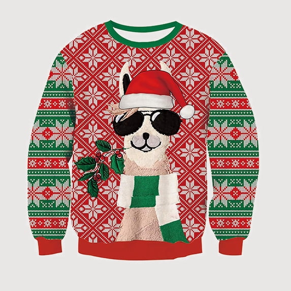 Gyujnb Warm Crew Neck Sweatshirt with Mixed Xmas Graphic Print for Festive Fall Winter Holiday Wear (Toddler to Big Boys),2-3 Years
