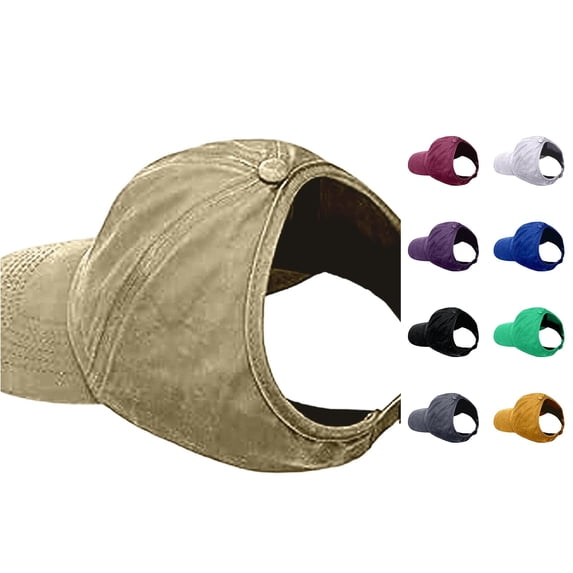Gyujnb Washed Twill Baseball Cap with Ponytail Opening Adjustable Curved Brim for Outdoor Daily Casual Wear (Unisex Adult),One Size