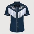 thumbnail image 1 of Gyujnb Western Fringe Embroidered Short Sleeve Button Down Shirt Casual Play and Daily Wear (Little Boys, Big Boys),8-9 Years, 1 of 4