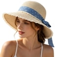thumbnail image 1 of Gyujnb Wide Brim Bow Sun Hat for Beach Summer Travel Hat, 1 of 3