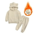 thumbnail image 1 of Gyujnb Winter Girls Tracksuit Two Piece Set Cozy Hooded Top and Jogger Pants Soft Playwear for Toddler Kids,Size:1-2 Years, 1 of 3