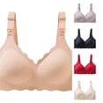 thumbnail image 1 of Gyujnb Wireless Seamless Nursing Bra Adjustable Straps Easy Open Drop Cup Side Support Anti Sag Maternity Breastfeeding Bra,L, 1 of 5