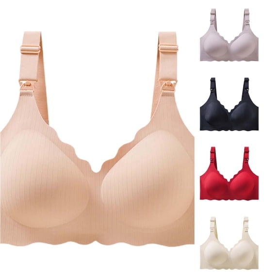 Gyujnb Wireless Seamless Nursing Bra Adjustable Straps Easy Open Drop Cup Side Support Anti Sag Maternity Breastfeeding Bra,L