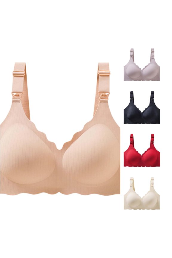 Gyujnb Wireless Seamless Nursing Bra Adjustable Straps Easy Open Drop Cup Side Support Anti Sag Maternity Breastfeeding Bra,L