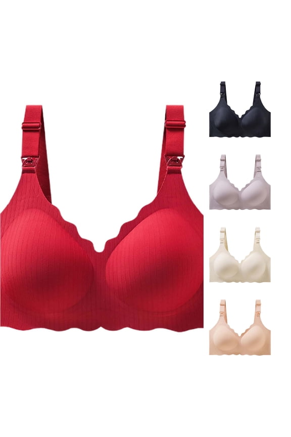 Gyujnb Wireless Seamless Nursing Bra Adjustable Straps Easy Open Drop Cup Side Support Anti Sag Maternity Breastfeeding Bra,L
