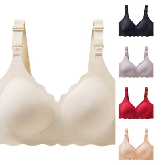 Gyujnb Wireless Seamless Nursing Bra Adjustable Straps Easy Open Drop Cup Side Support Anti Sag Maternity Breastfeeding Bra,M