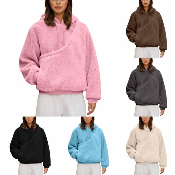 Gyujnb Women Double‑Sided Fleece Pet Carrier Hoodie, Loose Fit Kangaroo Pouch Hooded Sweatshirt for Carrying Small Cats Dogs,Pink