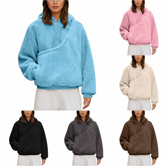 Gyujnb Women Double‑Sided Fleece Pet Carrier Hoodie, Loose Fit Kangaroo Pouch Hooded Sweatshirt for Carrying Small Cats Dogs,Sky Blue