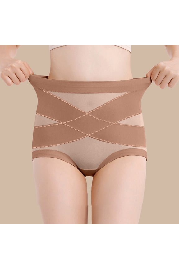 Gyujnb Women High Waist Intersecting Compression Shaping Briefs, Soft Comfort Figure Hugging Form Enhancing Build,M