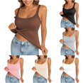 thumbnail image 1 of Gyujnb Women Lace Trim Cami Tank Top, Built‑in Pads Sleeveless Slim Fit Camisole, Anti‑Side‑Boob Daily Layering Tops for Outerwear & Inner Wear,Brown, 1 of 9