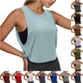 thumbnail image 1 of Gyujnb Women Loose Sleeveless Workout Tank Top, Breathable Moisture‑Wick Cropped Athletic Yoga Gym Cover‑Up Vest,Mint Green, 1 of 4