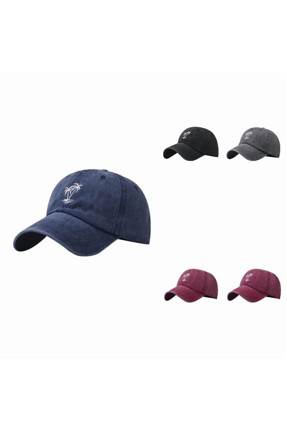 Gyujnb Women Throwback Washed Soft Twill Adjustable Baseball Cap with Tropical Tree Embroidery for Beach Outdoor Daily Wear,One Size