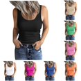 thumbnail image 1 of Gyujnb Women U‑Neck Ribbed Sleeveless Tank Top, Slim Fit Basic Casual Layering Cami Vest,Black, 1 of 6