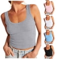 thumbnail image 1 of Gyujnb Women U‑Neck Ribbed Sleeveless Tank Top, Slim Fit Basic Casual Layering Cami Vest,Grey, 1 of 6