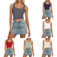 thumbnail image 1 of Gyujnb Women Y2K Square Neck Sleeveless Crop Cami Tank Top, Slim Fit Basic Casual Going‑Out Camisole,Grey, 1 of 4