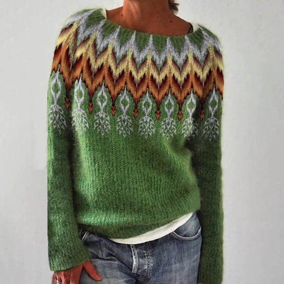 Gyujnb Women's Forest Pattern Sweater Crew Neck Long Sleeve Nature Graphic Knit Pullover Top Outdoor Inspired Jumper for Fall Winter,Size:M