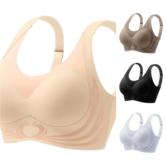 Gyujnb Women's Front Side Buckle Lace Edge Without Steel Ring Movement Seamless Gathering Adjustment Yoga Sleep Large Bra