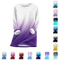 thumbnail image 1 of Gyujnb Women's Gradient Print Crew Neck Thermal Top, Lined Long Sleeve Casual Warm Layering Shirt for Fall Winter,#2 Light Purple, 1 of 4