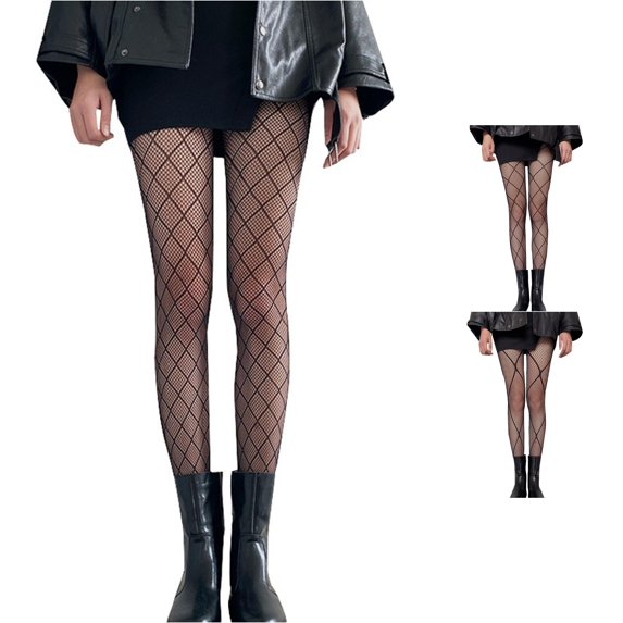 Gyujnb Women's Sheer Mesh Patterned Tights High Waist Footed Pantyhose Stockings