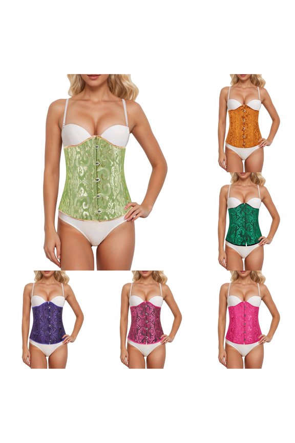 Gyujnb Women's Underbust Waist Cincher Floral Jacquard Vintage Corset Shapewear Halloween Costume Halloween Costume Bustier Top,S