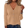 thumbnail image 1 of Gyujnb Women's V-Neck Knit Cardigan Long Sleeve Lightweight Layering Sweater Spring Autumn Open Front Top,Size:M, 1 of 5