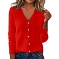 thumbnail image 1 of Gyujnb Women's V-Neck Knit Cardigan Long Sleeve Lightweight Layering Sweater Spring Autumn Open Front Top,Size:XXL, 1 of 5